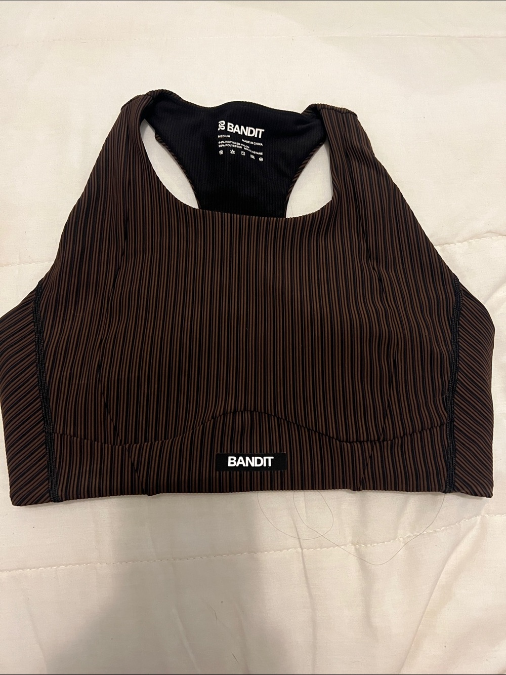 Bandit Women’s Brown Pinstripe Racerback Sports Bra NEVER USED